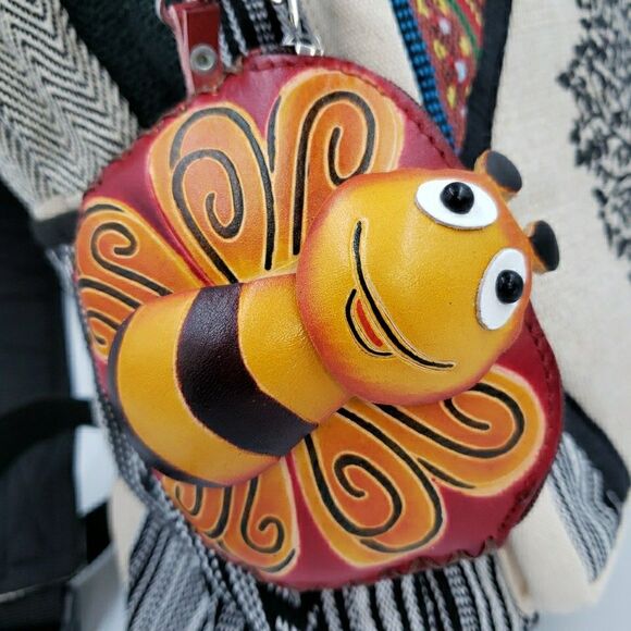 Cute Butterfly Bee Gift Leather Wallet Wristlet Handmade Happy Kawaii Coin Purse - Picture 13 of 14